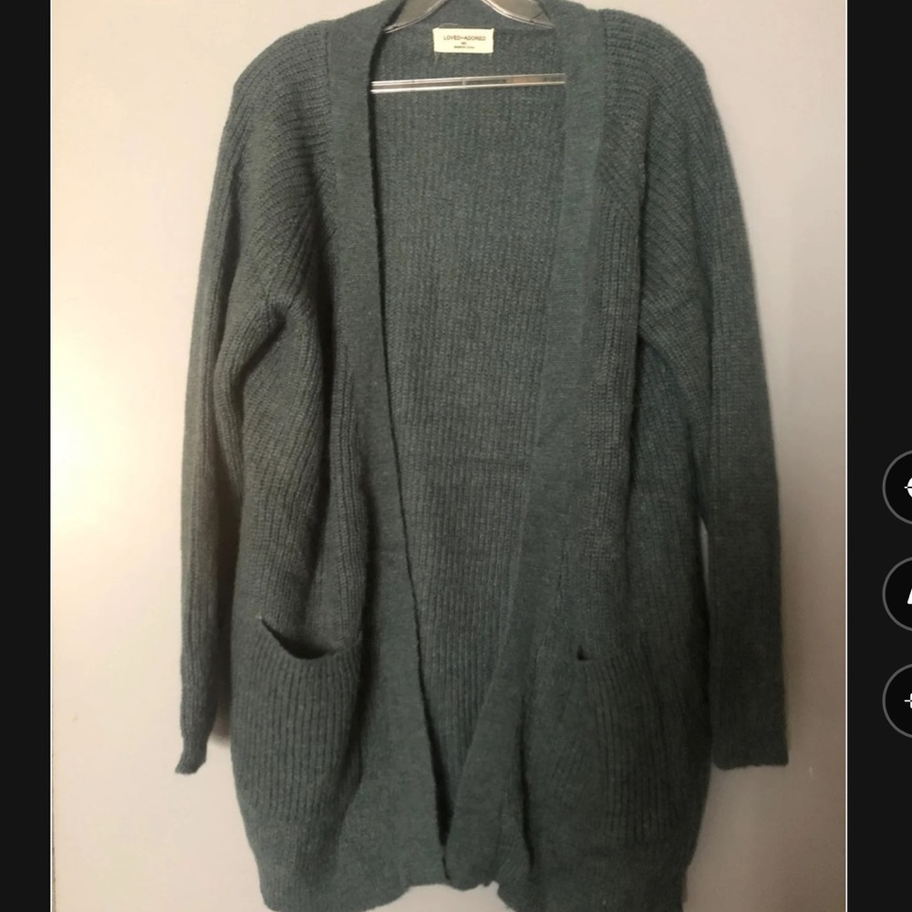 [L+A] Grayish Blue Oversized Chunky Long Sweater cardigan